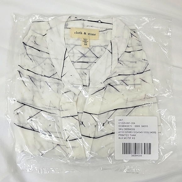 Anthropologie Exclusive Cloth & Stone Printed Tank Semi-sheer Sleeveless Blouse - Picture 4 of 5